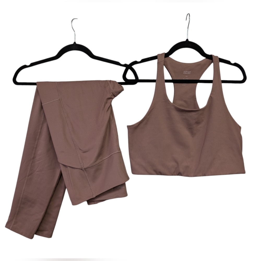 Girlfriend Collective Tan High Rise Leggings XXL & Sports Bra XXL Yoga Set